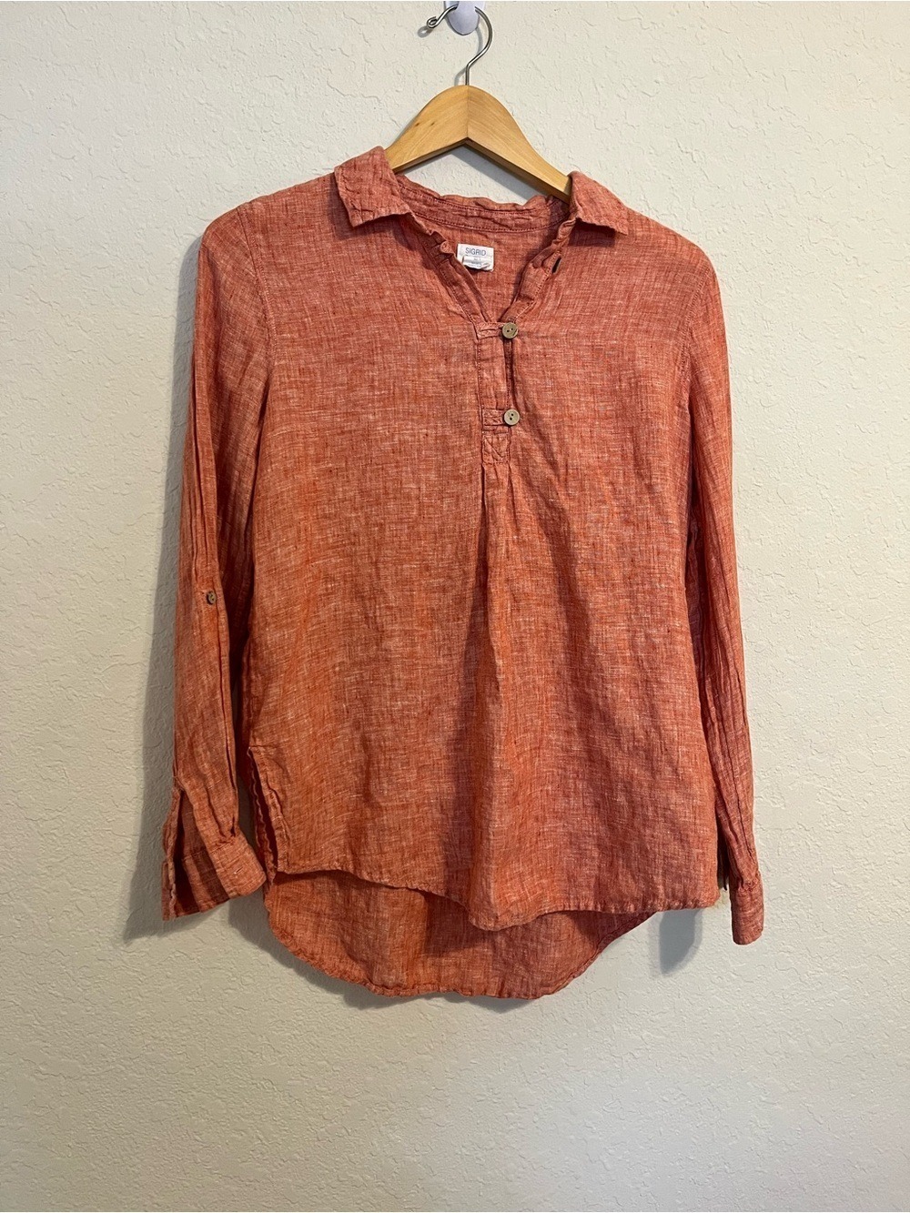 Sigrid Olsen 100% Linen Oversized Coastal Lagenlook Tunic Top S Boxy Beachy